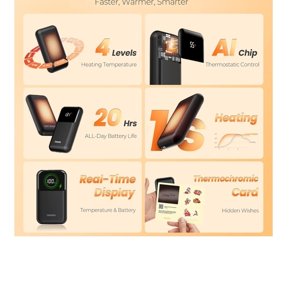 Hotdot Black and Orange Hand Warmer - Picture 2 of 3